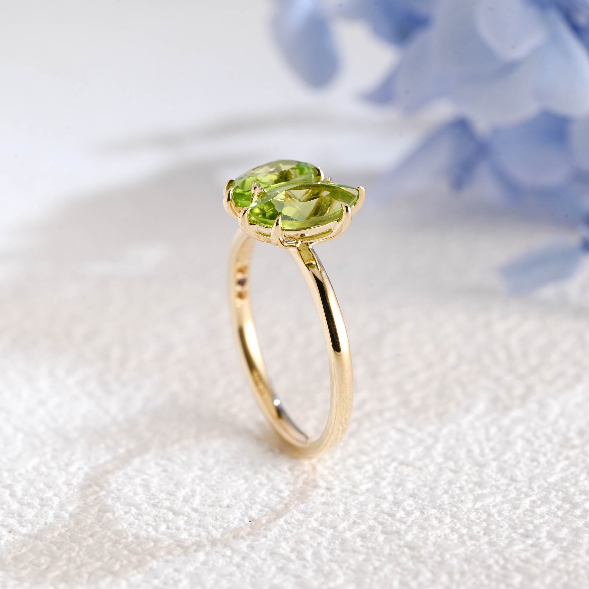 CausYou toi et moi engagement ring Solid Gold Toi Et Moi Ring, Marquise & Pear Natural Peridot Engagement Ring, Aug. Birthstone Ring