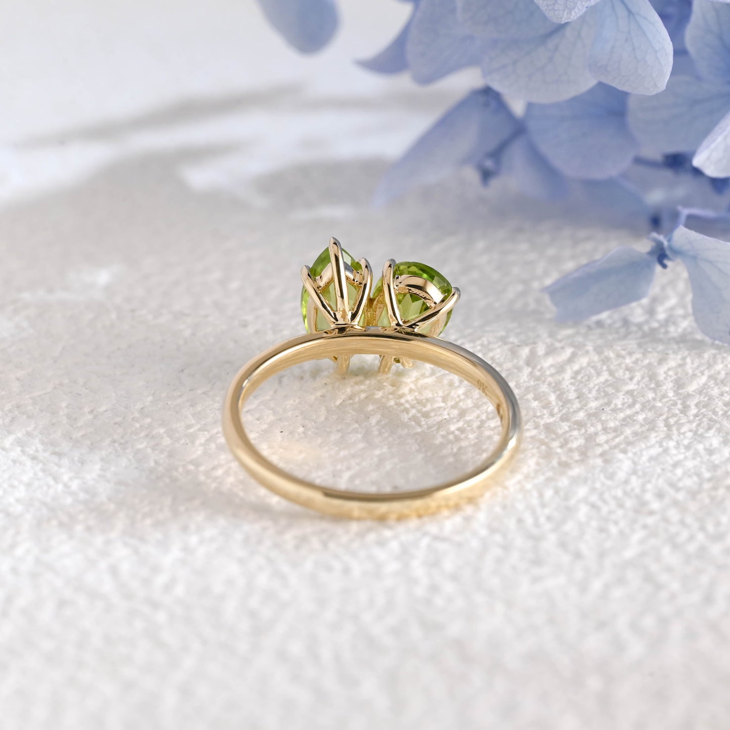 CausYou toi et moi engagement ring Solid Gold Toi Et Moi Ring, Marquise & Pear Natural Peridot Engagement Ring, Aug. Birthstone Ring