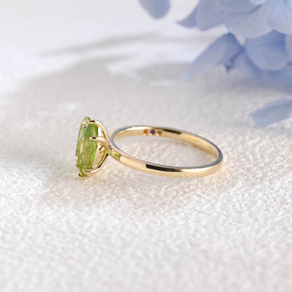CausYou toi et moi engagement ring Solid Gold Toi Et Moi Ring, Marquise & Pear Natural Peridot Engagement Ring, Aug. Birthstone Ring