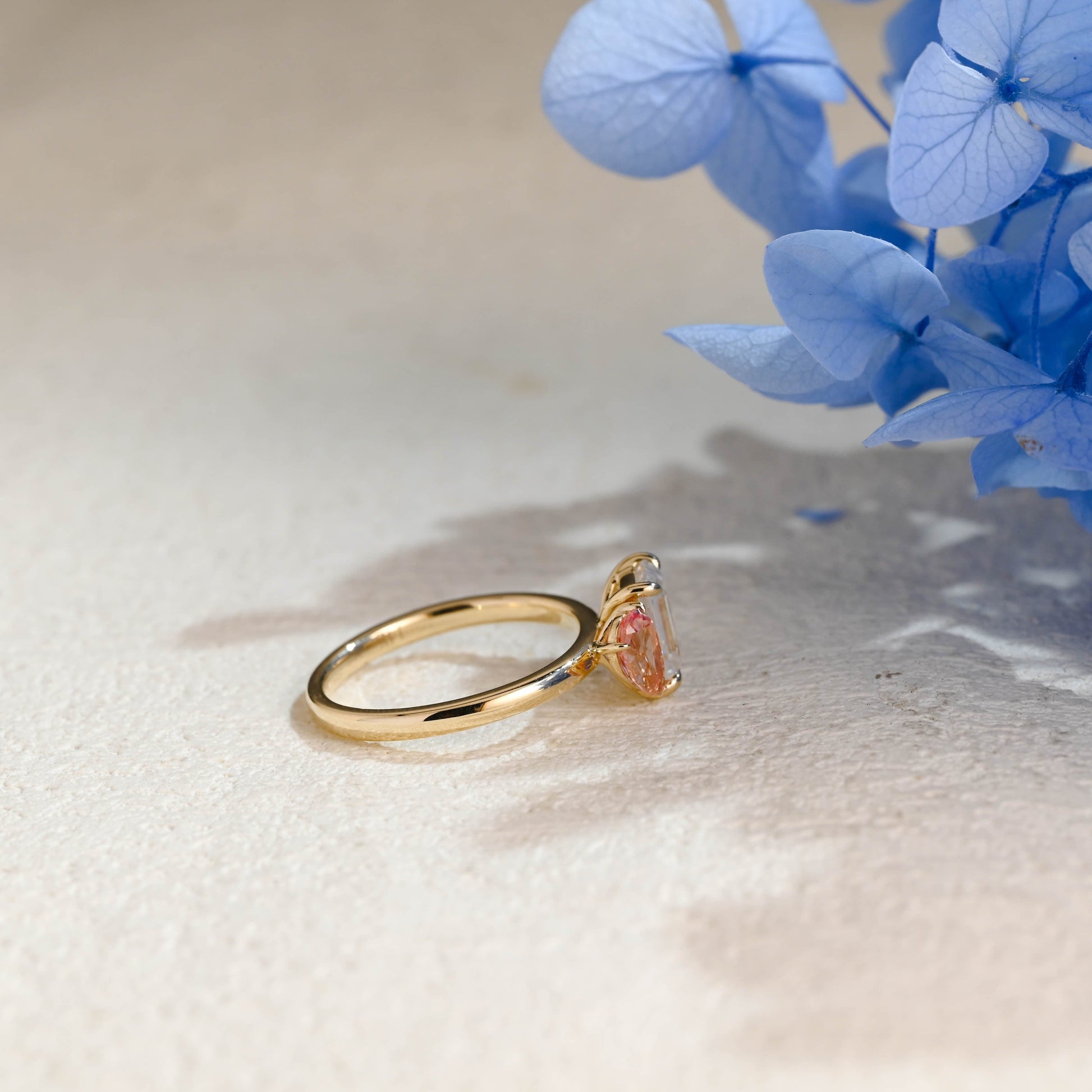 CausYou toi et moi engagement ring Solid Gold Toi et Moi Ring, Pear Lab Grown Sapphire & Emerald Moissanite Engagament Ring