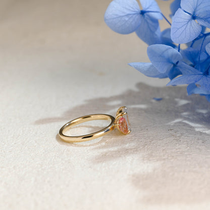 CausYou toi et moi engagement ring Solid Gold Toi et Moi Ring, Pear Lab Grown Sapphire & Emerald Moissanite Engagament Ring