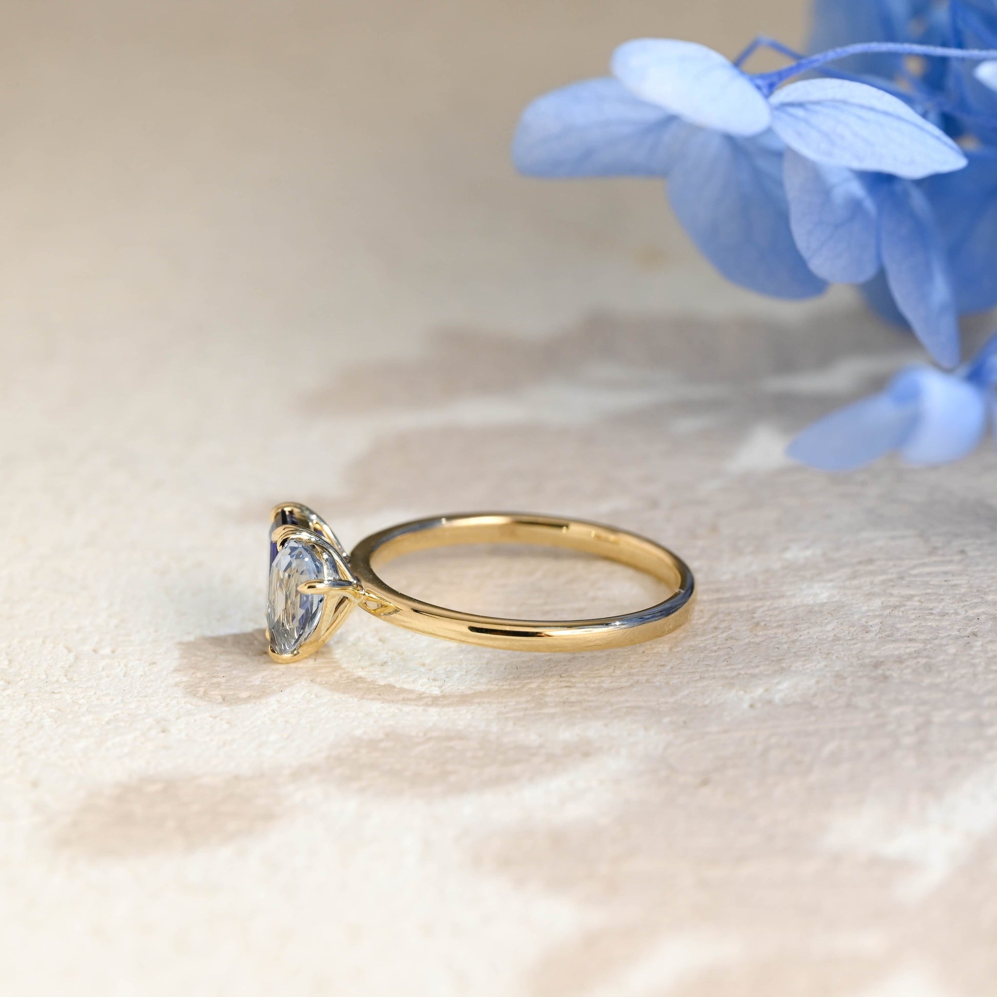 CausYou toi et moi engagement ring Toi et Moi Ring, Solid Gold Emerald Lab Grown Blue Sapphire & Pear Aquamarine Sapphire Engagement Ring
