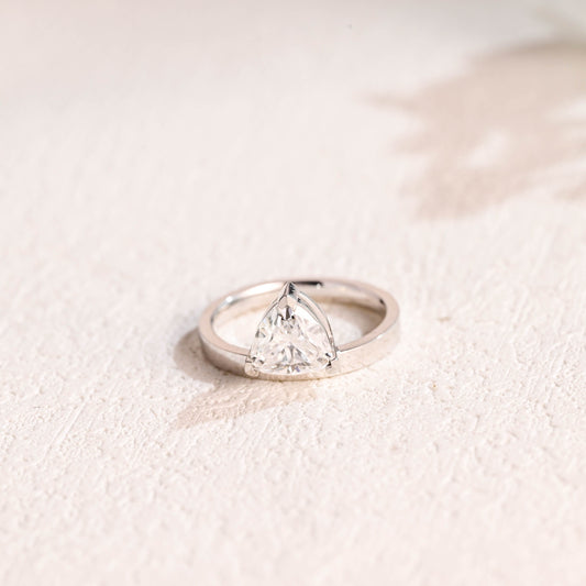 CausYou trillion cut moissanite engagement ring CausYou Solid Gold Off Side Trilliant Cut Moissanite Engagement Ring, Solitaire Promise Ring, Promise Ring, Proposal Ring, Gift for Woman, Wife