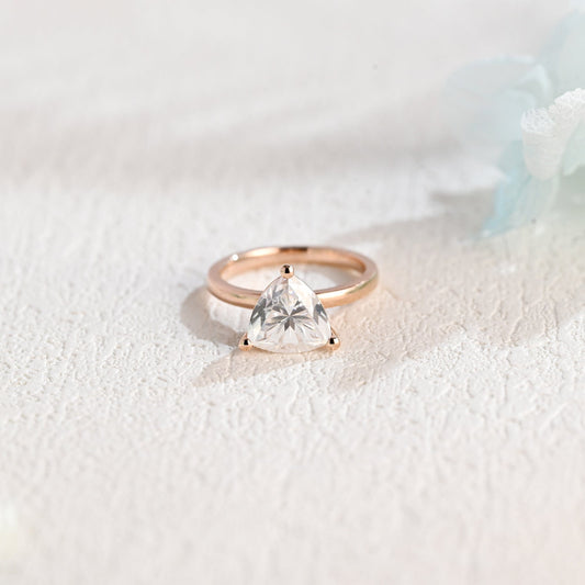 CausYou trillion cut moissanite engagement ring CausYou Solid Gold Solitaire Trilliant Cut Moissanite Engagement Ring, Minimalist Promise Ring, Proposal Ring, Gift for Woman, Wife