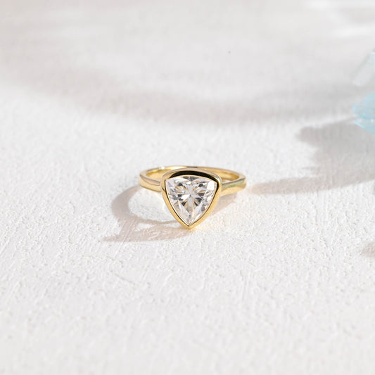 CausYou trillion cut moissanite engagement ring CausYou Solid Gold Trilliant Cut Moissanite Engagement Ring Bezel Ring, Solitaire Trillion Cut Ring Cathedral Ring, Promise Ring, Gift for Women Wife