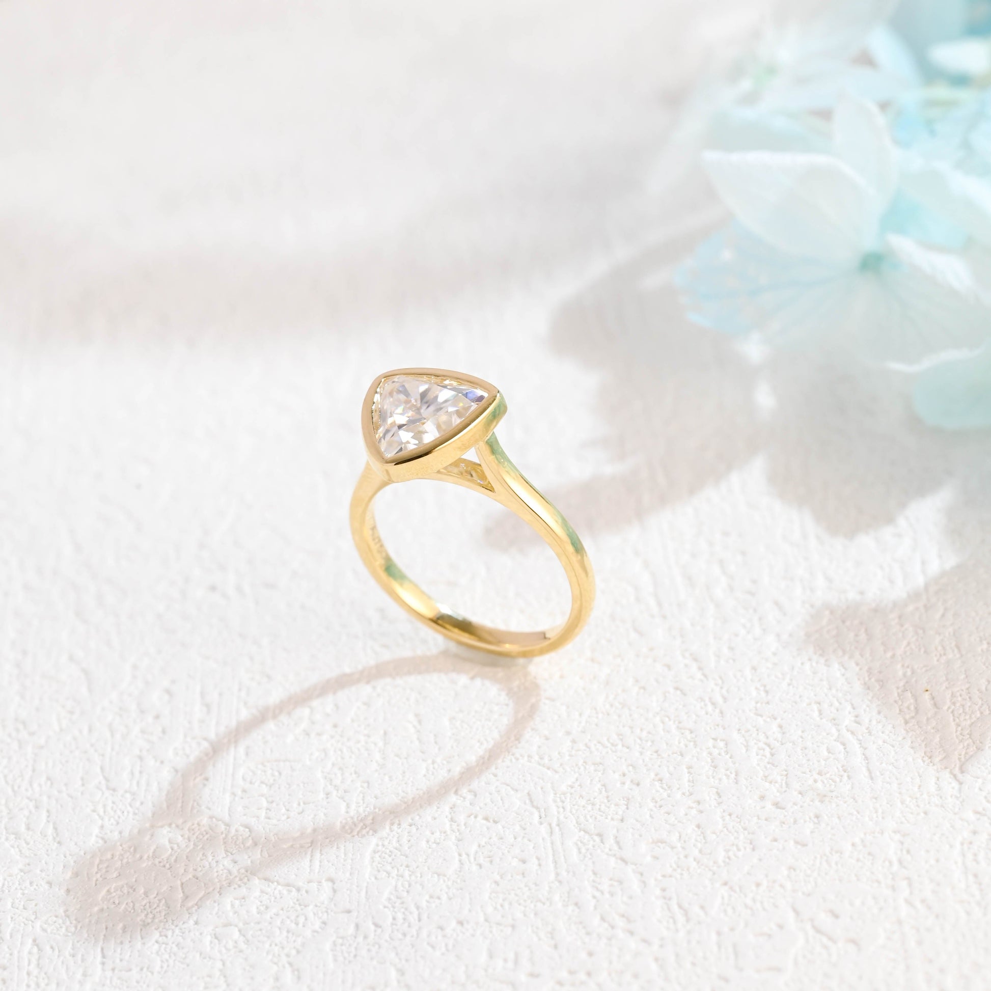 CausYou trillion cut moissanite engagement ring CausYou Solid Gold Trilliant Cut Moissanite Engagement Ring Bezel Ring, Solitaire Trillion Cut Ring Cathedral Ring, Promise Ring, Gift for Women Wife