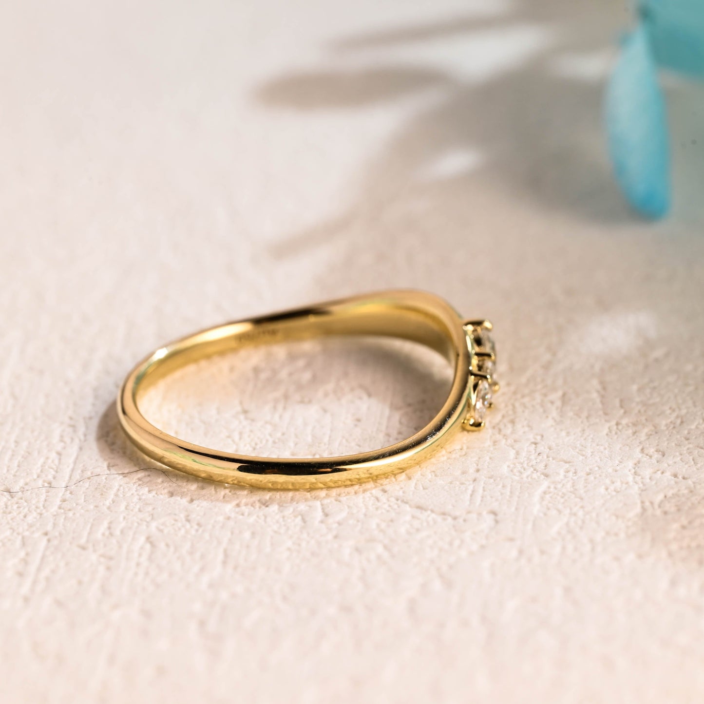 CausYou women's wedding ring CausYou Solid Gold Contorted Marquise Cut Moissanite Wedding Band, Vintage Wedding Band, Stacking Wedding Ring, Matching Band, Gift for Women Wife