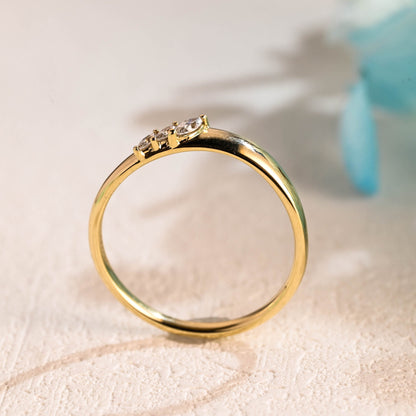 CausYou women's wedding ring CausYou Solid Gold Contorted Marquise Cut Moissanite Wedding Band, Vintage Wedding Band, Stacking Wedding Ring, Matching Band, Gift for Women Wife