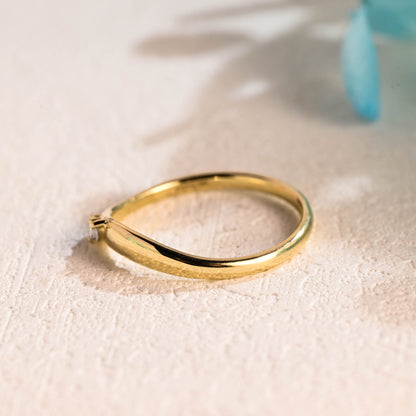 CausYou women's wedding ring CausYou Solid Gold Contorted Marquise Cut Moissanite Wedding Band, Vintage Wedding Band, Stacking Wedding Ring, Matching Band, Gift for Women Wife