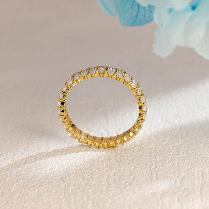 CausYou women's wedding ring Solid Gold 2*4mm Oval Cut Moissanite Wedding Band, Full Eternity Ring