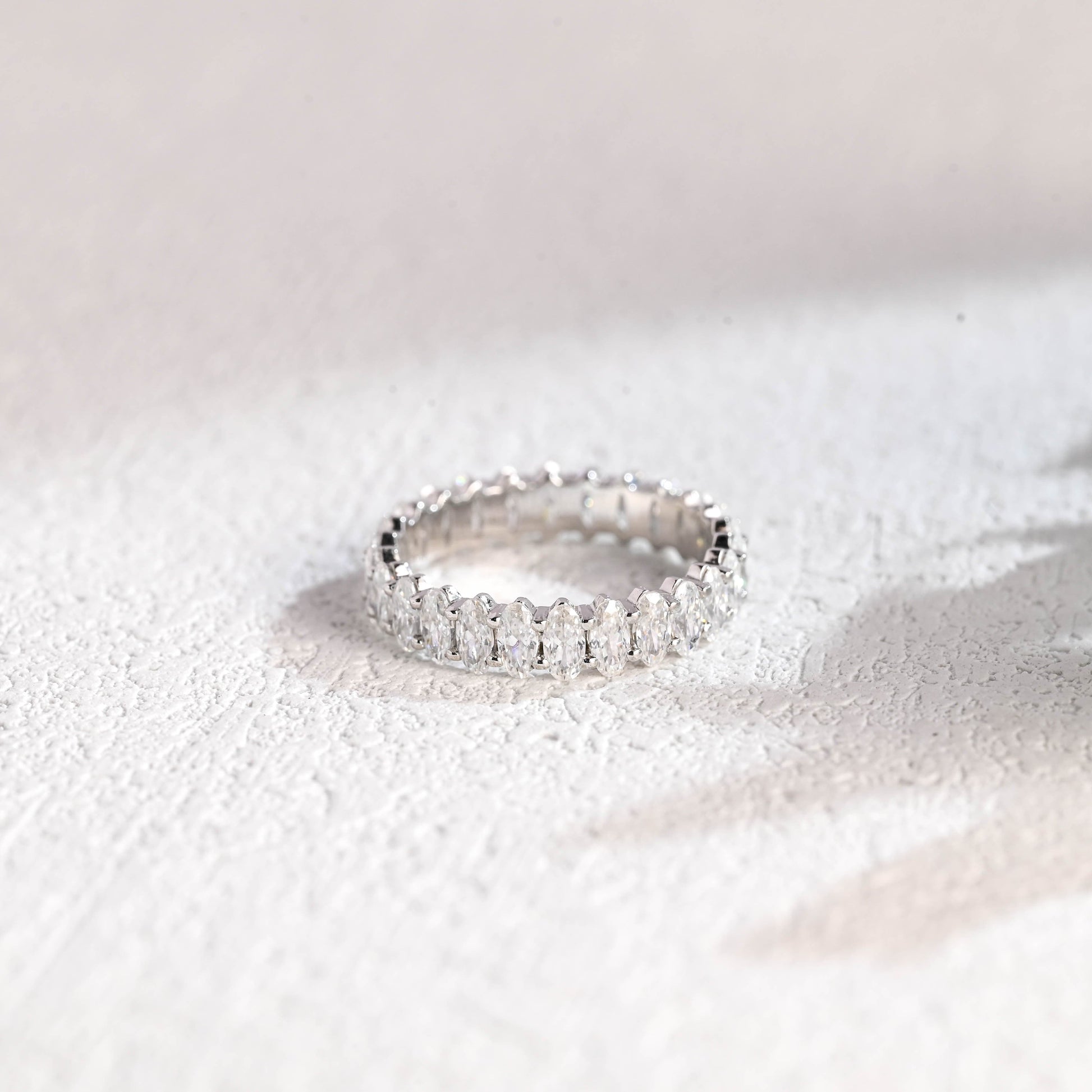 CausYou women's wedding ring Solid Gold 2*4mm Oval Cut Moissanite Wedding Band, Full Eternity Ring