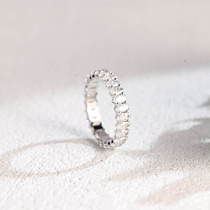 CausYou women's wedding ring Solid Gold 2*4mm Oval Cut Moissanite Wedding Band, Full Eternity Ring