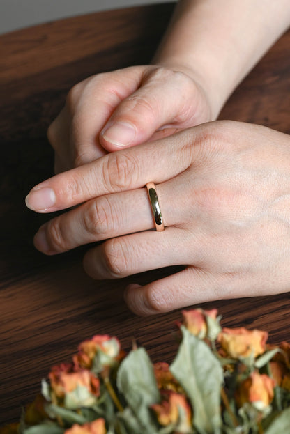 CausYou women's wedding ring Solid Gold 3.5mm Width Plain Wedding Band