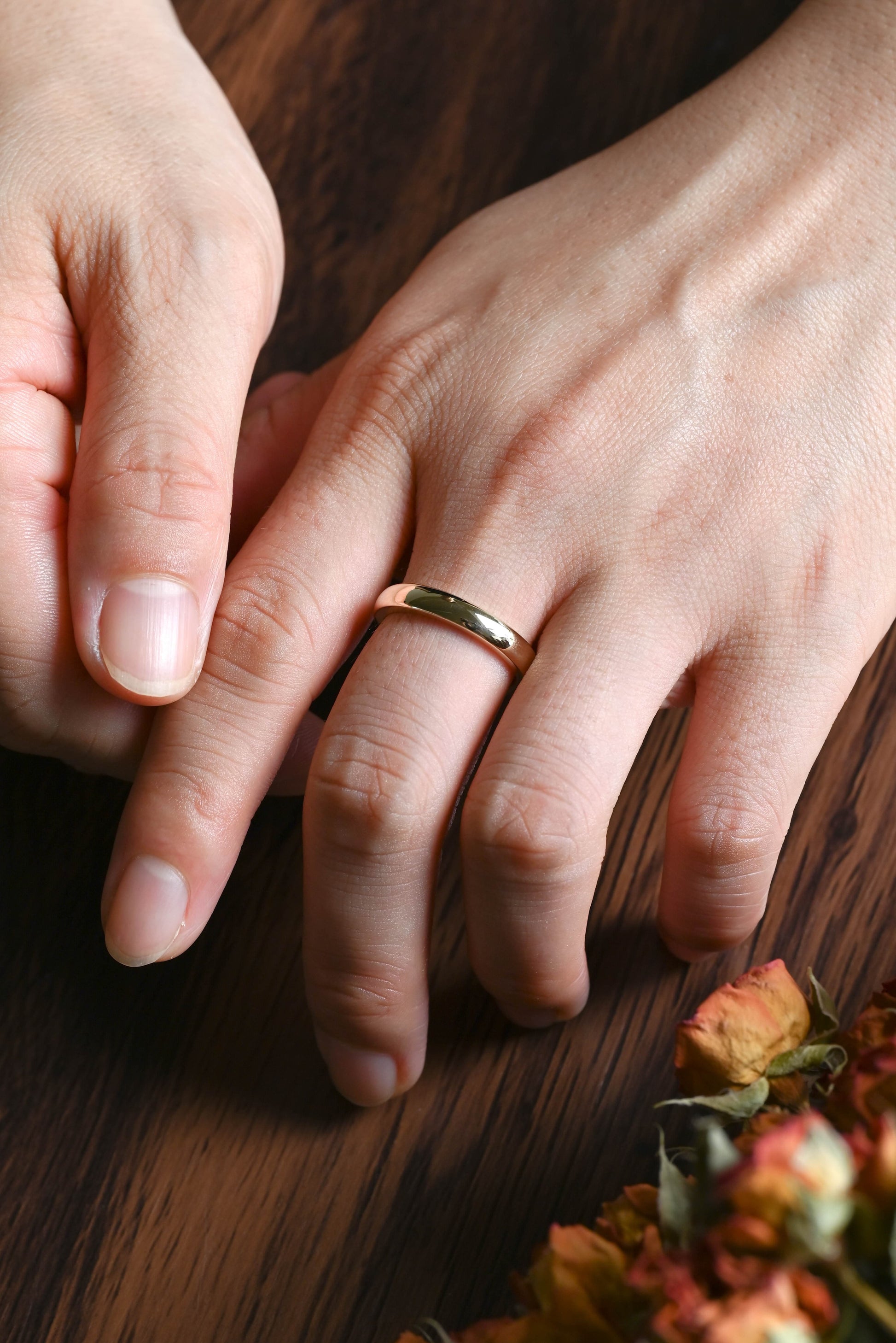 CausYou women's wedding ring Solid Gold 3.5mm Width Plain Wedding Band