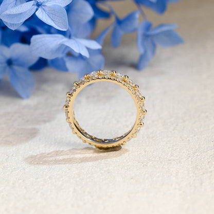 CausYou women's wedding ring Solid Gold Full Eternity Round Cut Moissanite Wedding Band
