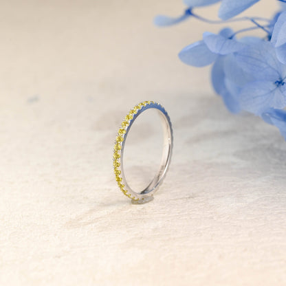 CausYou women's wedding ring Solid Gold Full Eternity Yellow Moissanite Wedding Band