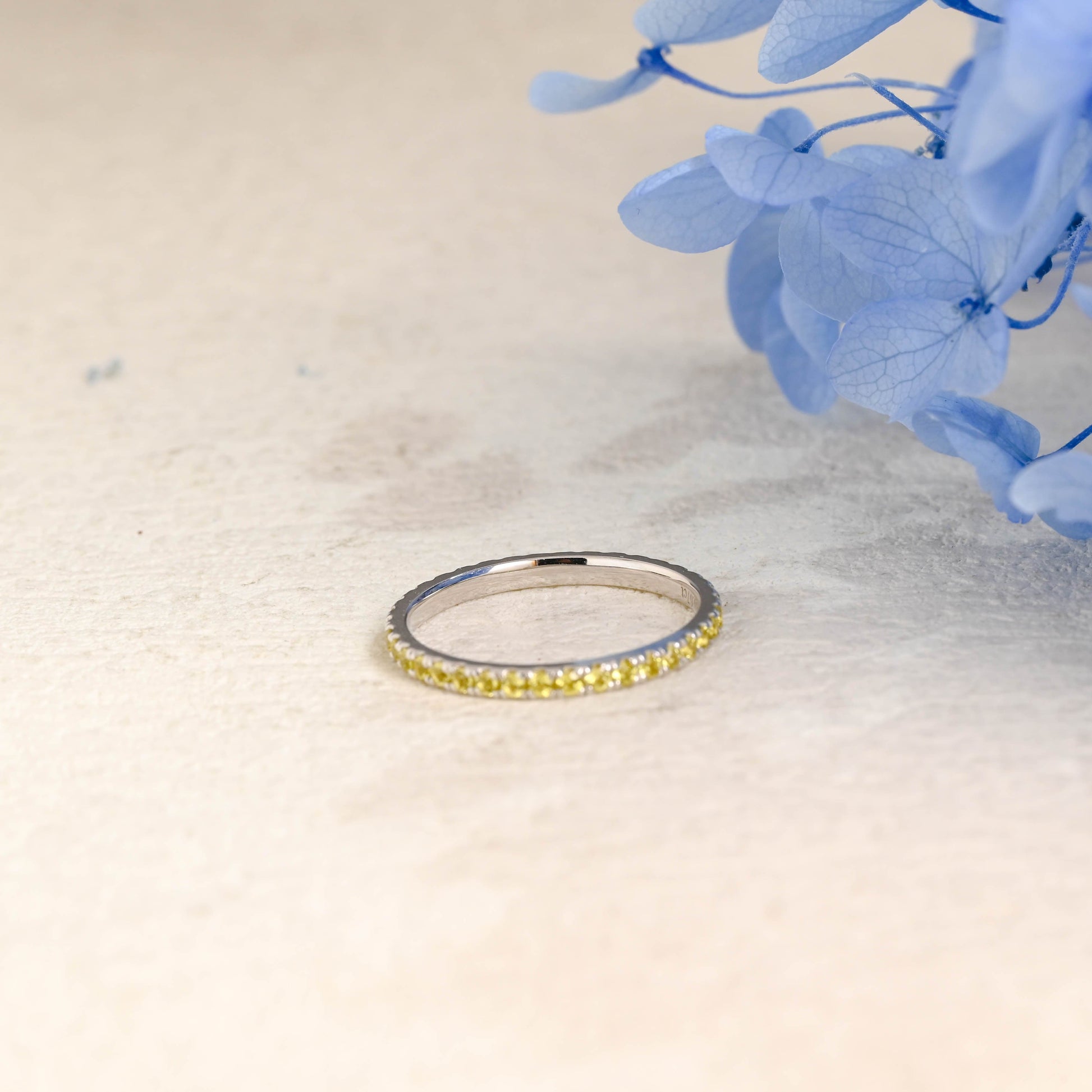 CausYou women's wedding ring Solid Gold Full Eternity Yellow Moissanite Wedding Band
