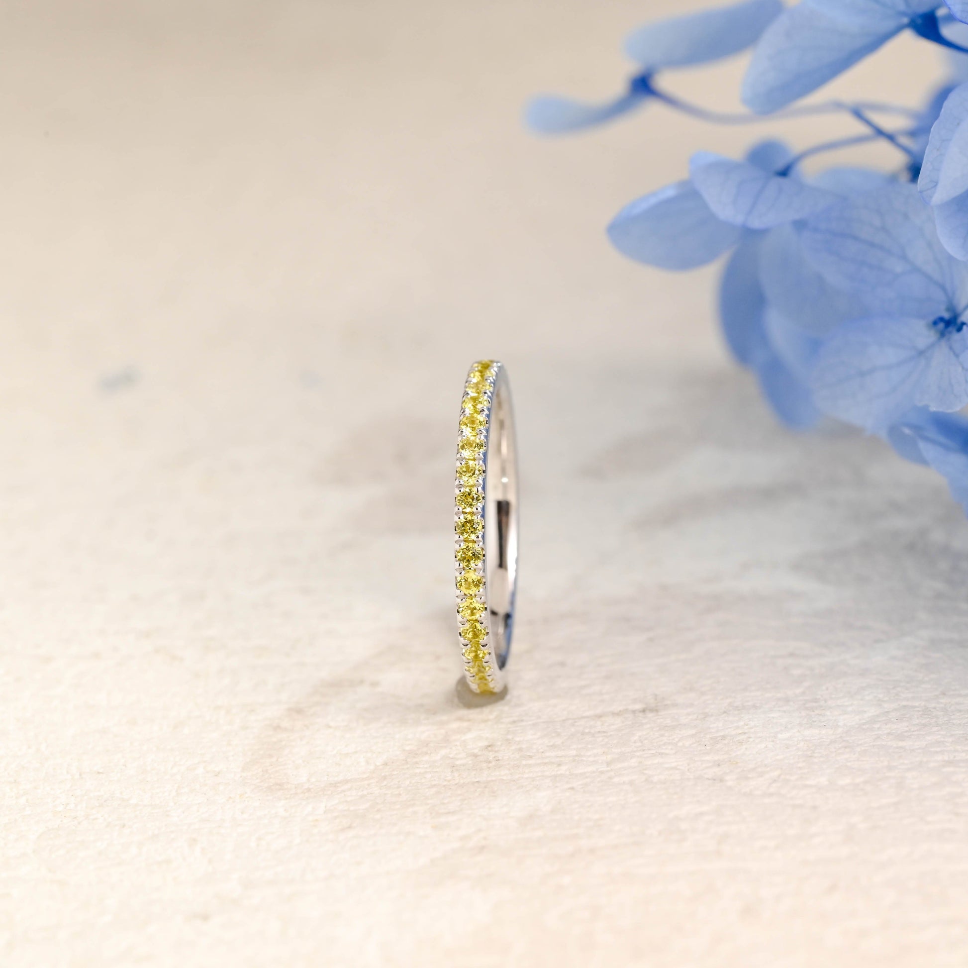 CausYou women's wedding ring Solid Gold Full Eternity Yellow Moissanite Wedding Band