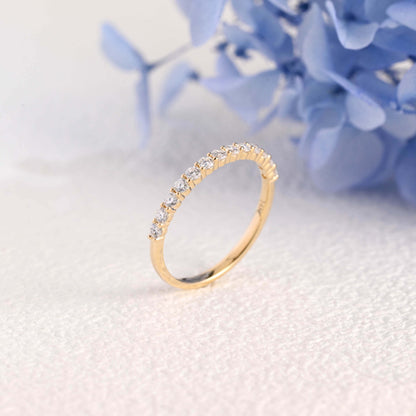 CausYou women's wedding ring Solid Gold Half Eternity Round Cut Moissanite Wedding Band