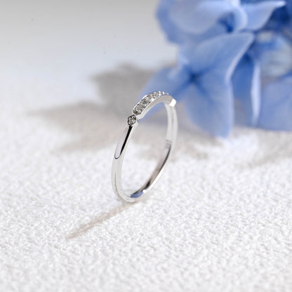 CausYou women's wedding ring Solid Gold Half Eternity Vintage Style Round Cut Moissanite Wedding Band