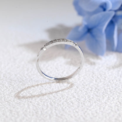 CausYou women's wedding ring Solid Gold Half Eternity Vintage Style Round Cut Moissanite Wedding Band