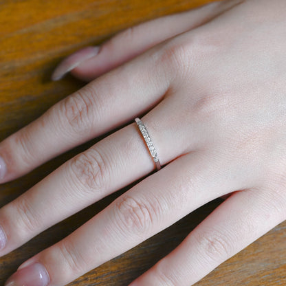 CausYou women's wedding ring Solid Gold Half Eternity Vintage Style Round Cut Moissanite Wedding Band
