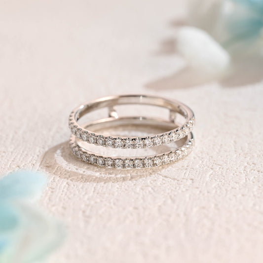 CausYou women's wedding ring Solid Gold Round Moissanite Enhancer Ring, Wedding Ring, Wedding Band, Gift for Women Wife