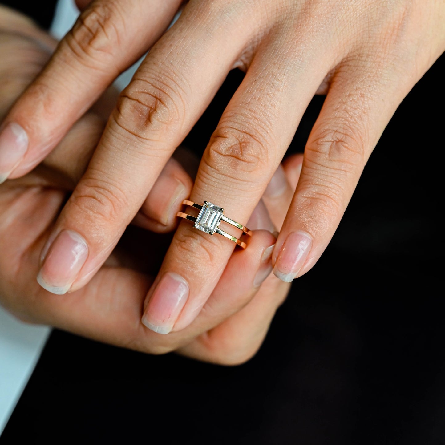 double-band-lab-grown-diamond-emerald-cut-wedding-bridal-engagement-ring