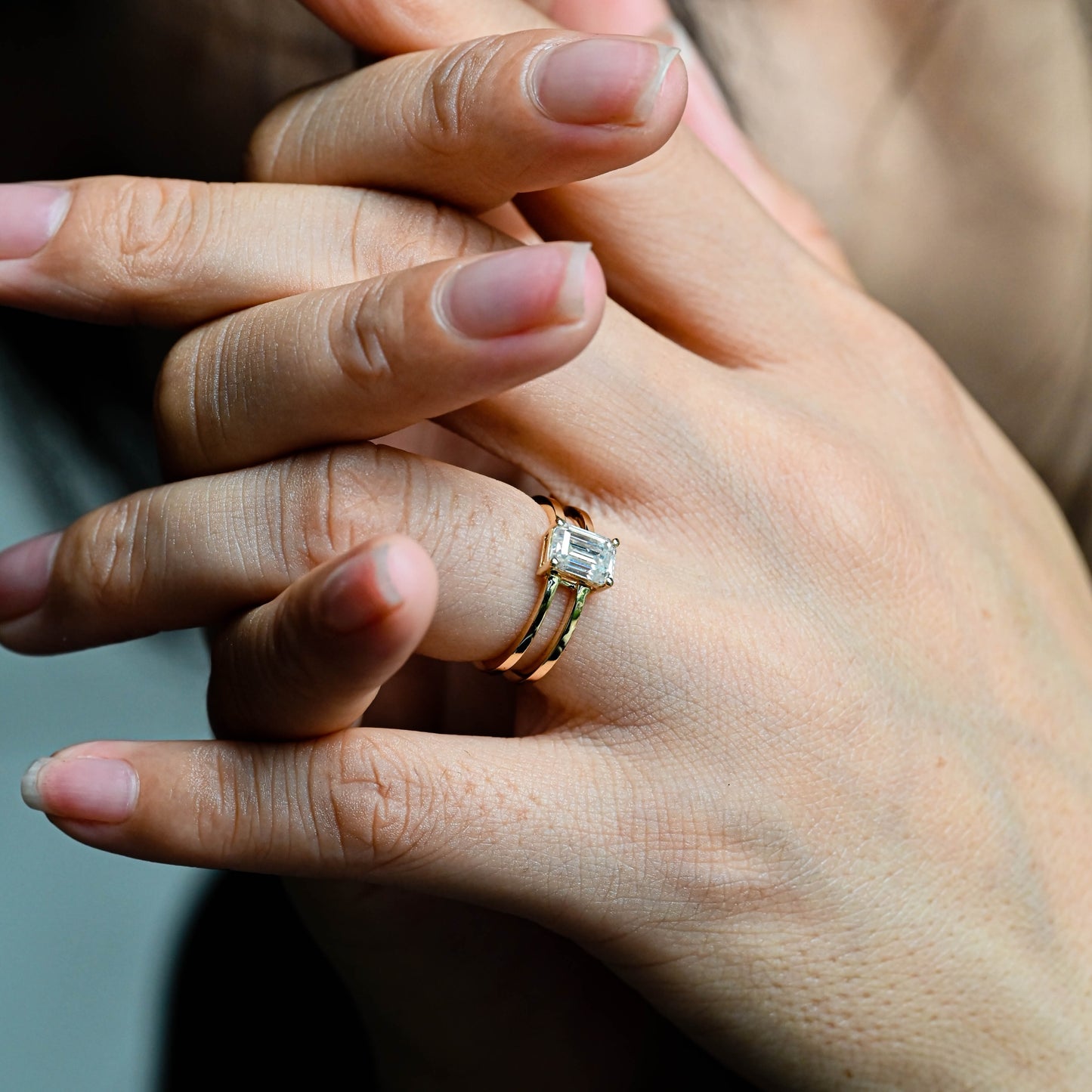 double-band-lab-grown-diamond-emerald-cut-wedding-bridal-engagement-ring