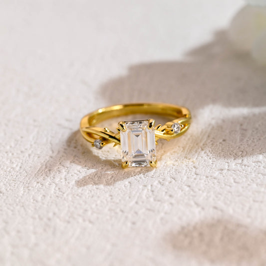 emerald-cut-moissanite-engagement-ring-twig-wedding-ring