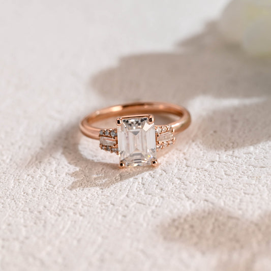 emerald-cut-moissanite-cluster-engagement-ring-wedding-ring