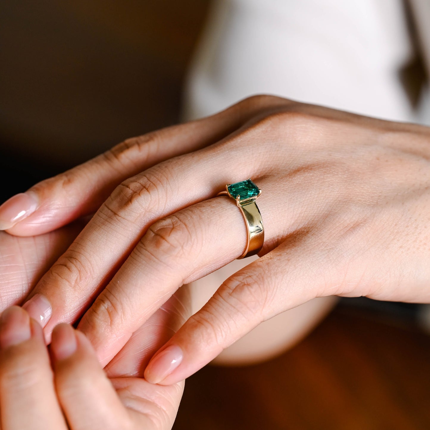 emerald-engagmenet-ring-wedding-ring-cigar-band-ring