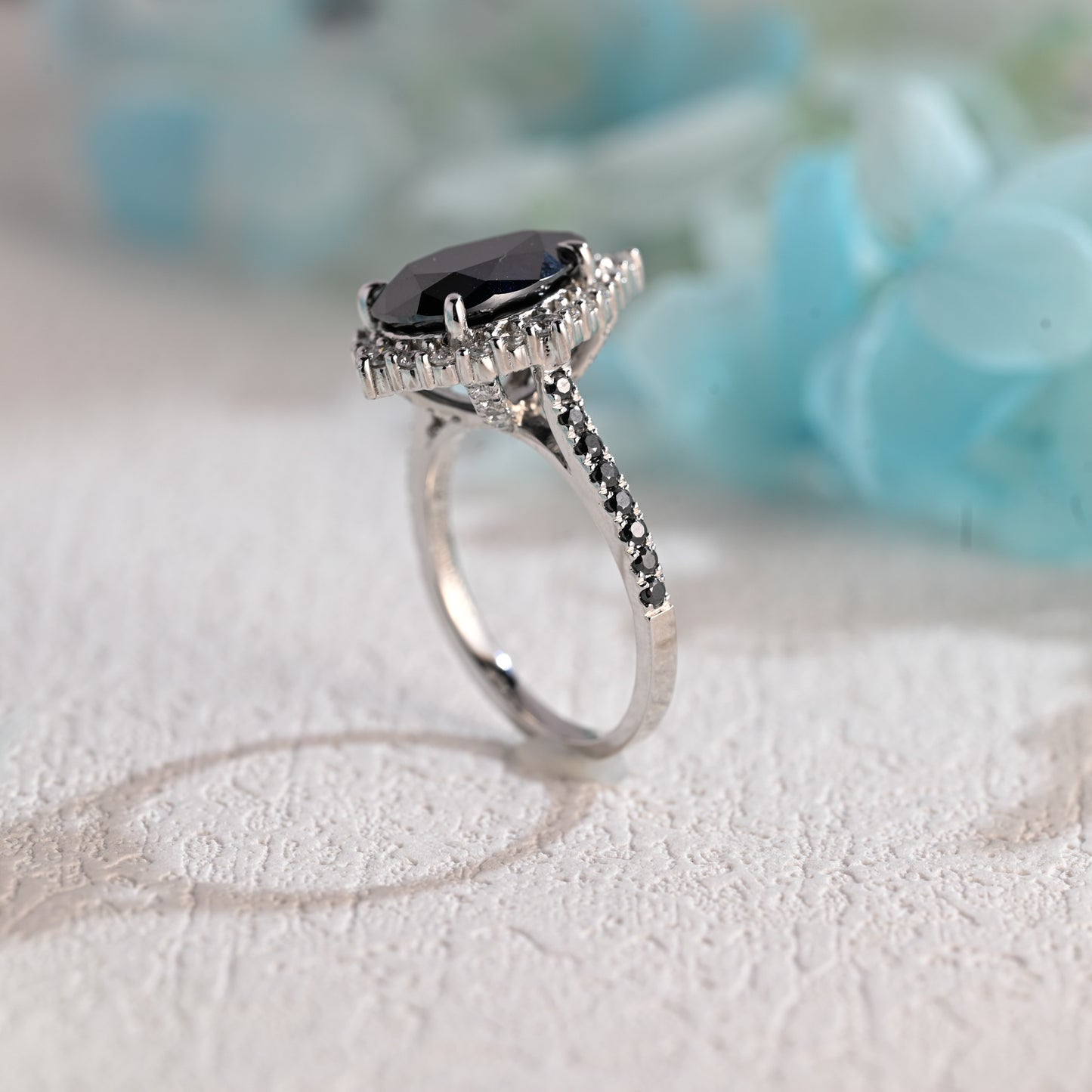 black-moissanite-pear-cut-engagement-ring-wedding-ring-vtg-style-ring