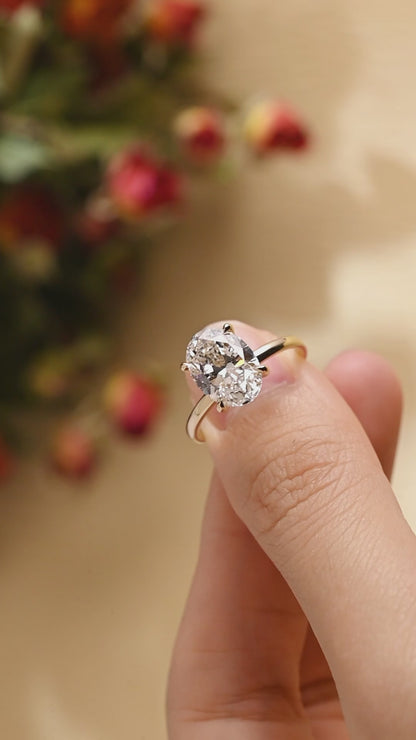 Solid Gold Oval Cut Lab Diamond Engagement Ring with Hidden Halo | D VS1 IGI Certified