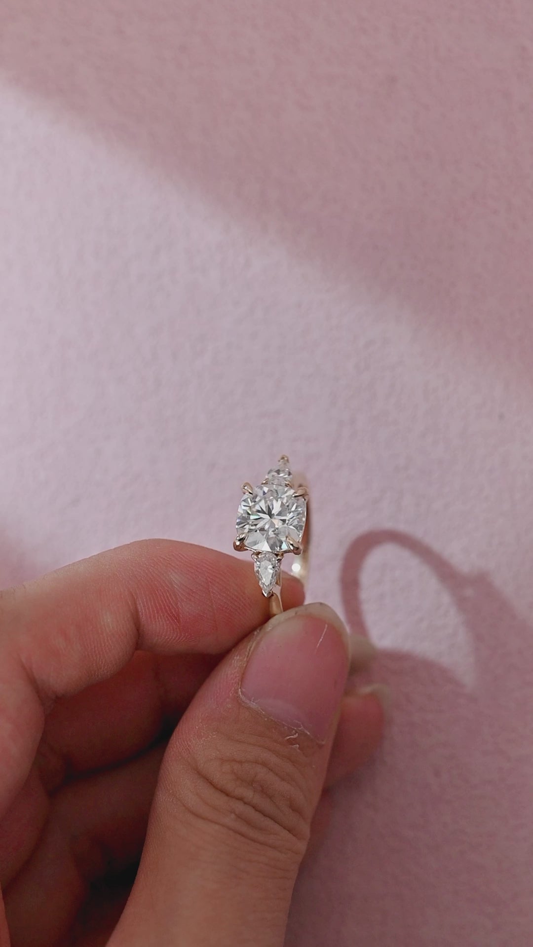 solid-gold-cushion-cut-moissanite-engagement-ring-three-stone-ring-pear-cut-ring