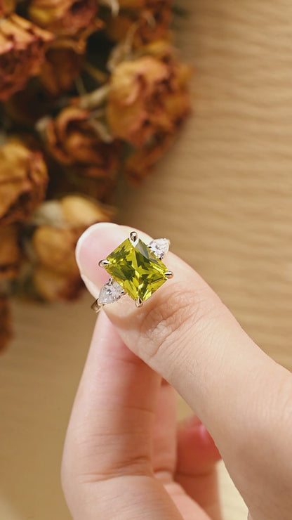 Solid Gold Lab Grown Yellow Sapphire Radiant Cut Engagement Ring
