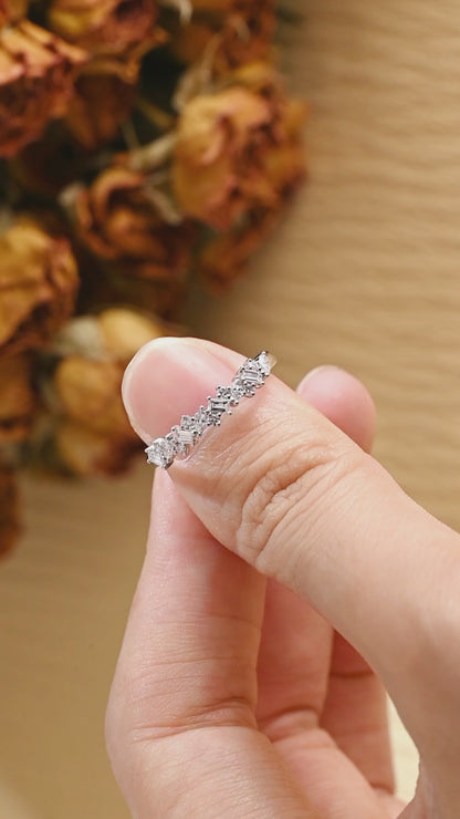 Solid Gold Half Eternity Round, Marquise & Baguette cut Lab Diamond Wedding Ring