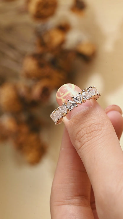 Solid Gold Full Eternity Heart Cut Lab Diamond Wedding Ring