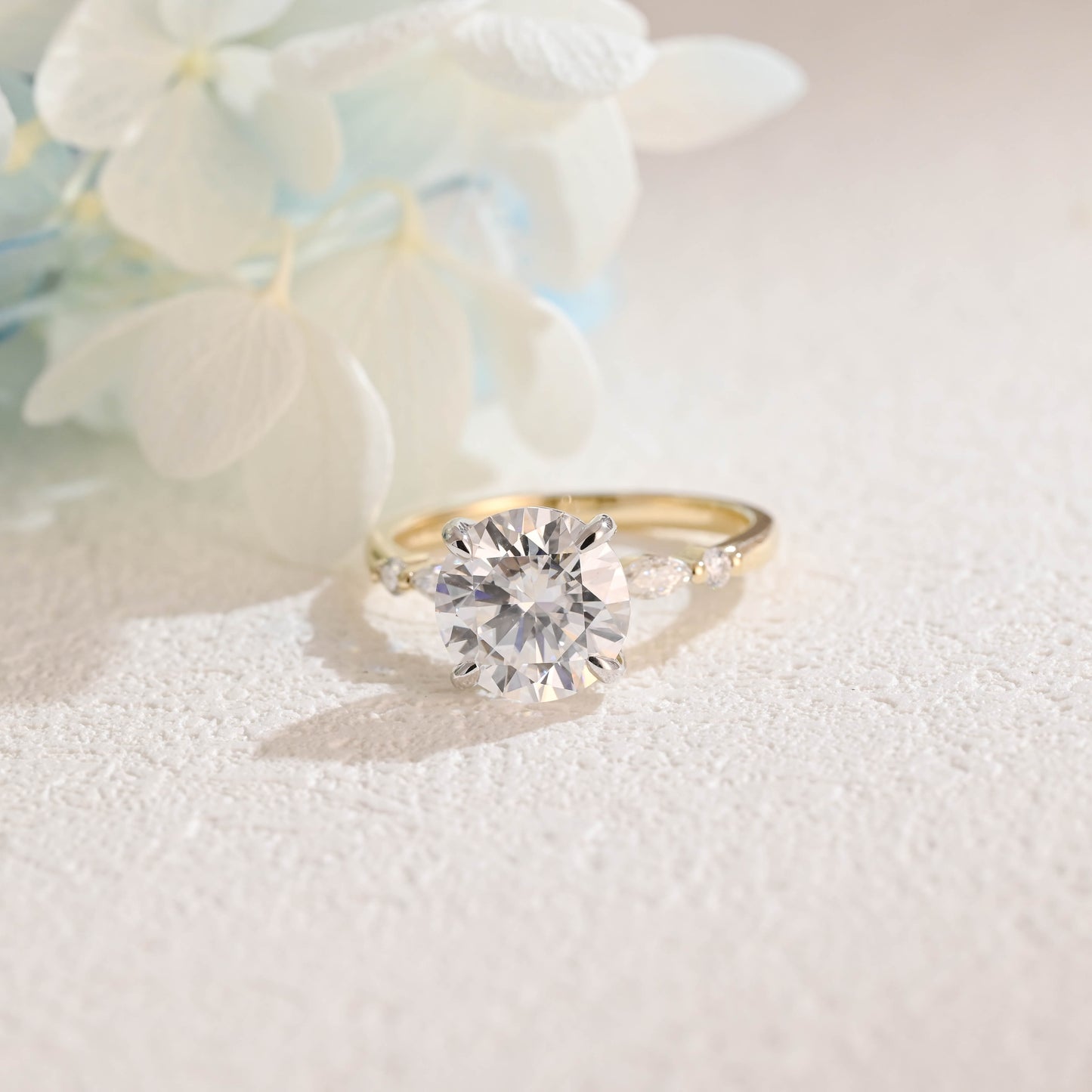 two-tone-round-cut-moissanite-engagement-ring-wedding-ring