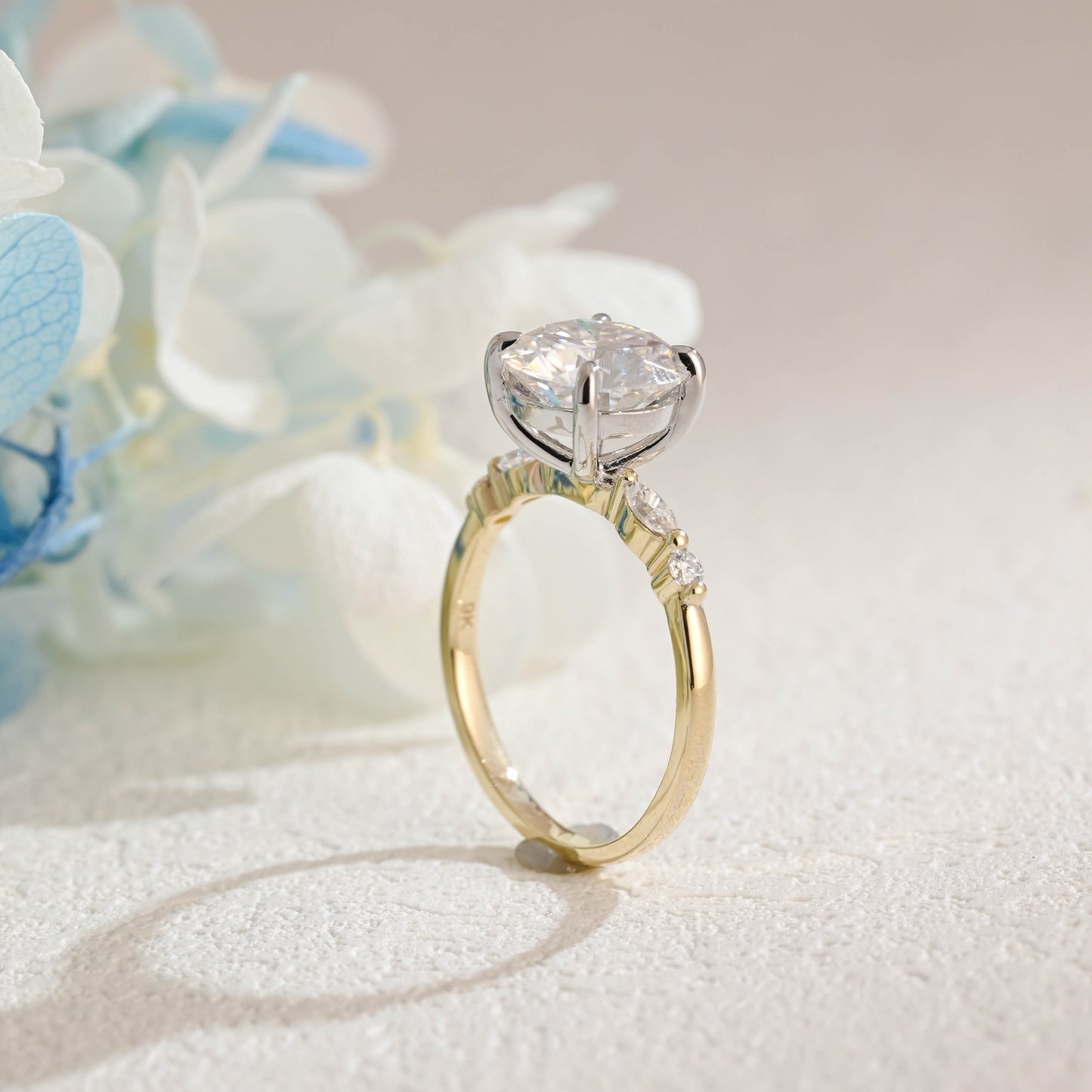 two-tone-round-cut-moissanite-engagement-ring-wedding-ring