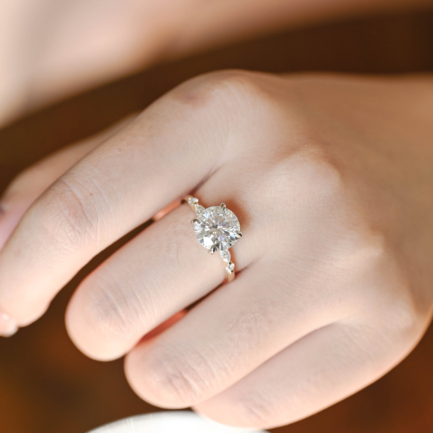 two-tone-round-cut-moissanite-engagement-ring-wedding-ring