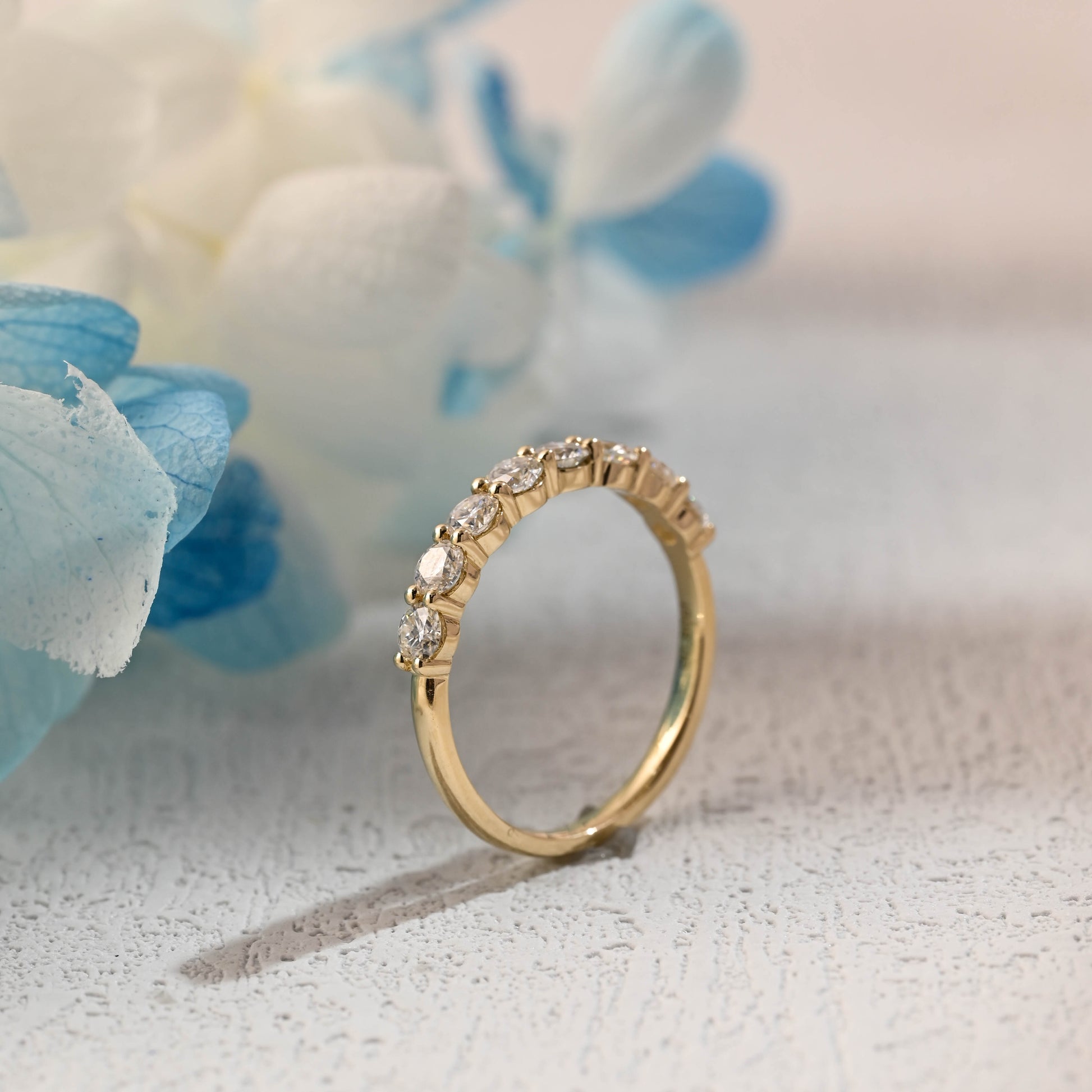 solid-gold-round-cut-moissanite-wedding-ring-half-eternity-wedding-band