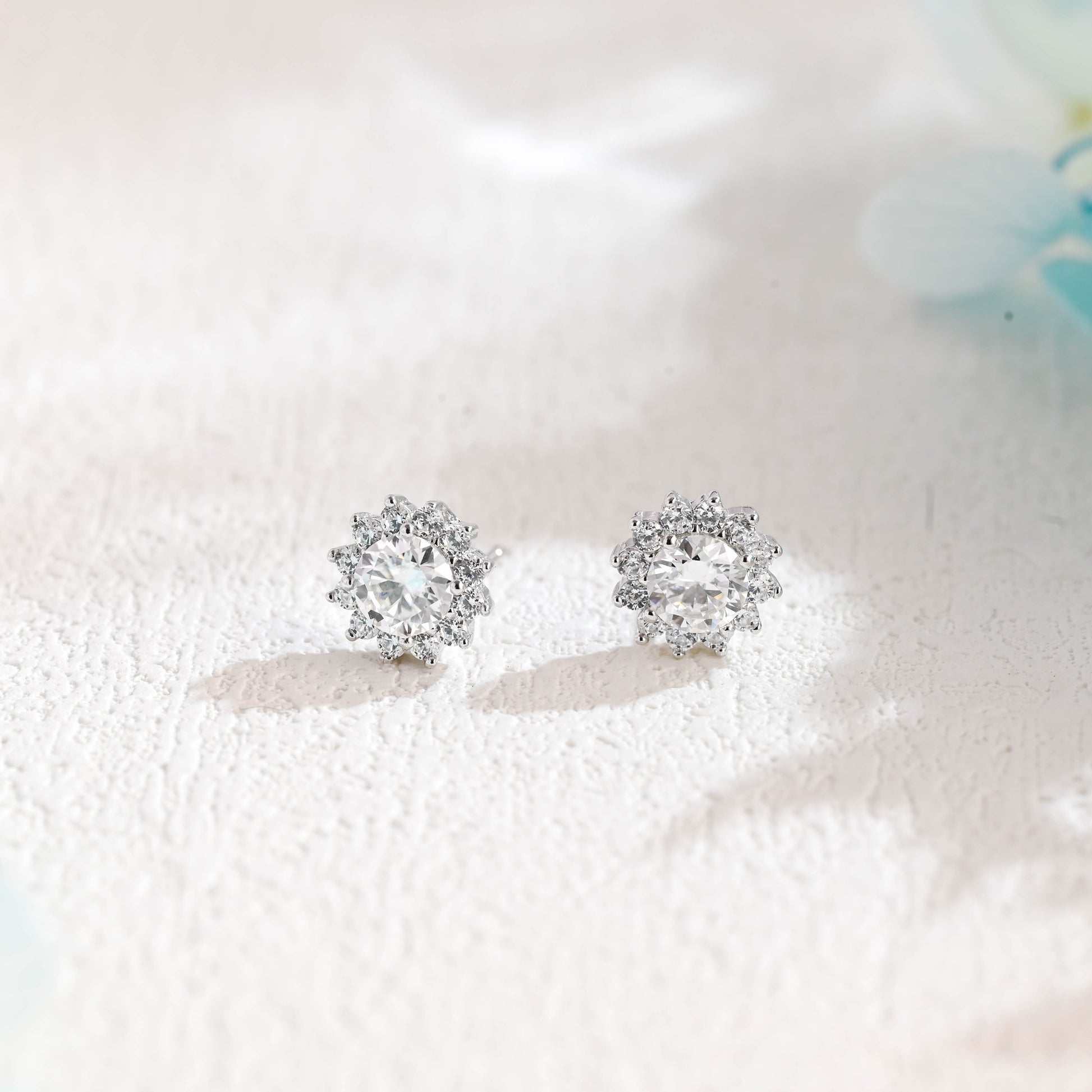 round-cut-moissanite-earrings-sunflower-studs-minimalist-style