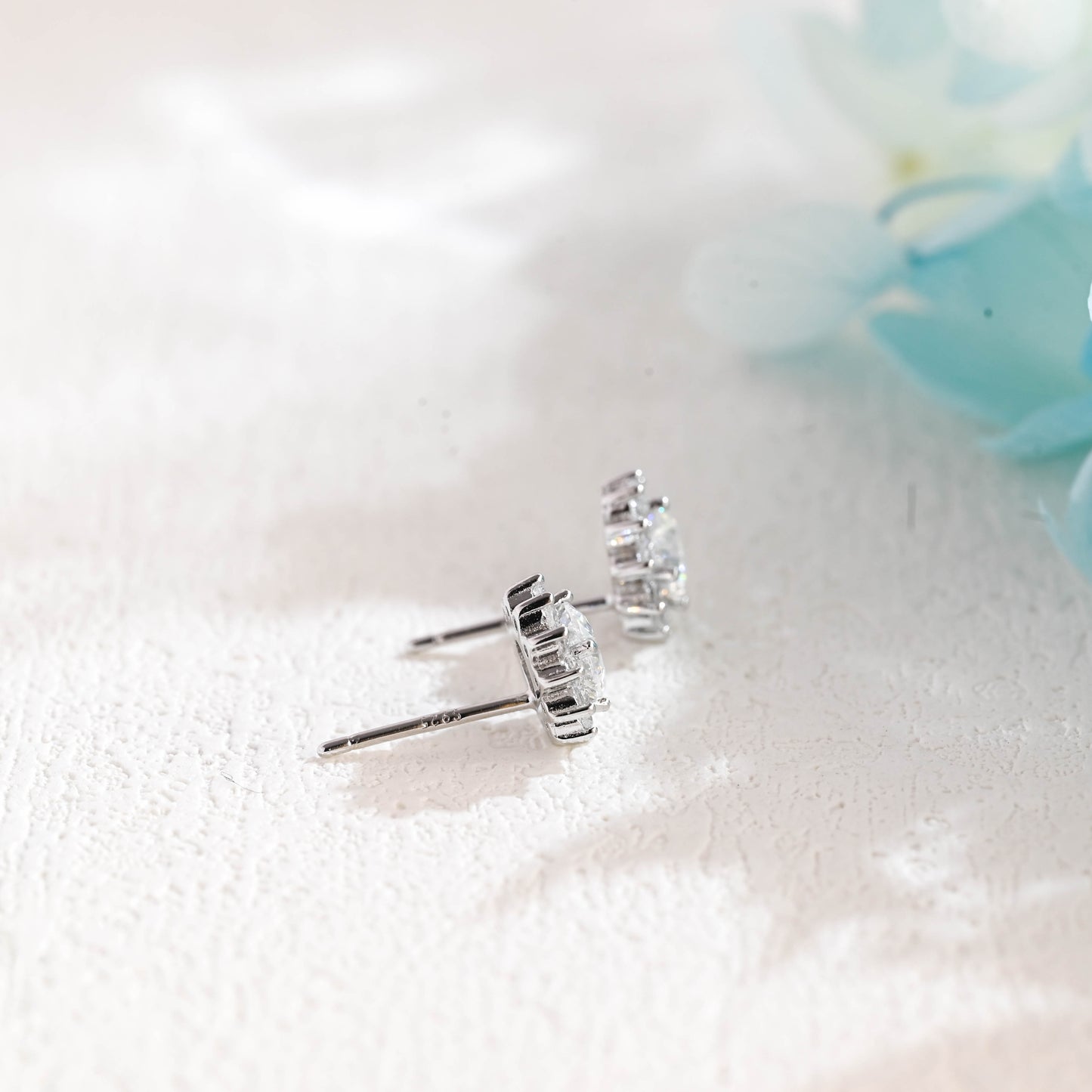 round-cut-moissanite-earrings-sunflower-studs-minimalist-style