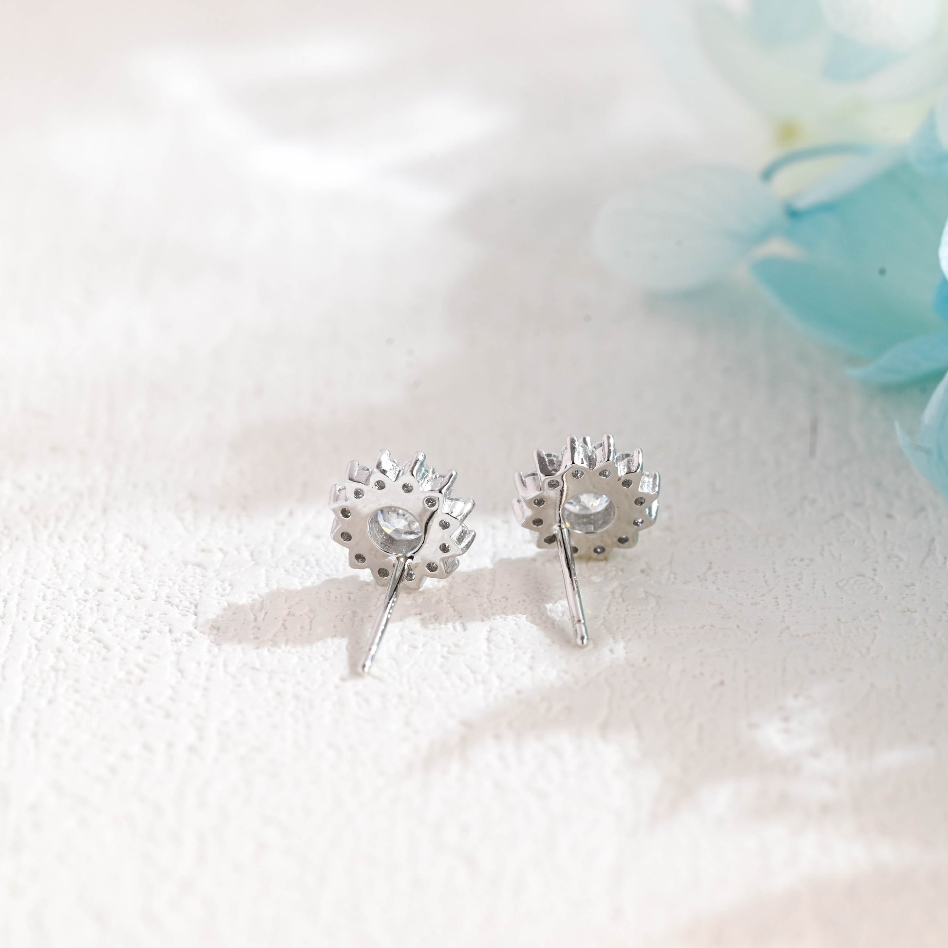 round-cut-moissanite-earrings-sunflower-studs-minimalist-style